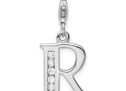Sterling silver cubic zirconia letter R charm