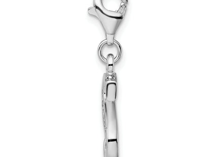 Amore La Vita Sterling Silver Rhodium-plated Polished CZ Letter S Initial Charm with Fancy Lobster Clasp, .5 x 12mm