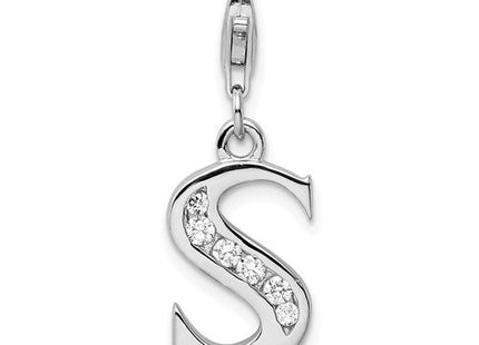 Sterling silver cubic zirconia letter S charm