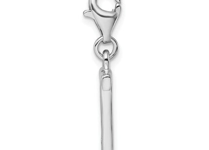 Amore La Vita Sterling Silver Rhodium-plated Polished CZ Letter T Initial Charm with Fancy Lobster Clasp (Style QCC104T)