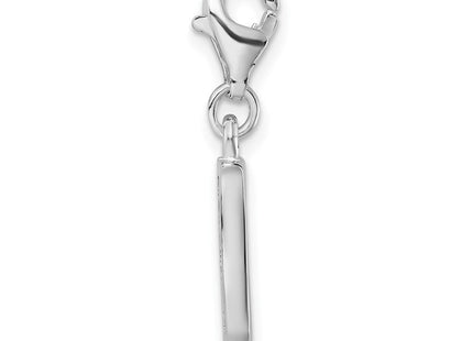 Amore La Vita Sterling Silver Rhodium-plated Polished CZ Letter U Initial Charm with Fancy Lobster Clasp (Style QCC104U)