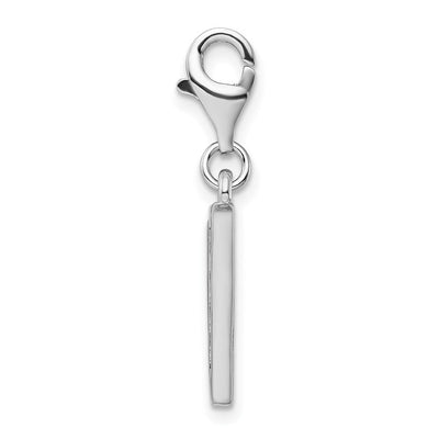 Amore La Vita Sterling Silver Rhodium-plated Polished CZ Letter V Initial Charm with Fancy Lobster Clasp, .5 x 12mm