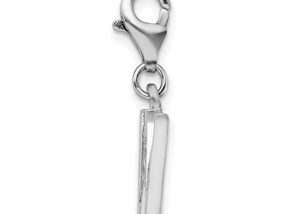 Amore La Vita Sterling Silver Rhodium-plated Polished CZ Letter W Initial Charm with Fancy Lobster Clasp (Style QCC104W)