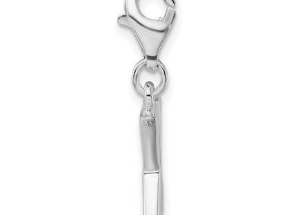 Amore La Vita Sterling Silver Rhodium-plated Polished CZ Letter X Initial Charm with Fancy Lobster Clasp (Style QCC104X)