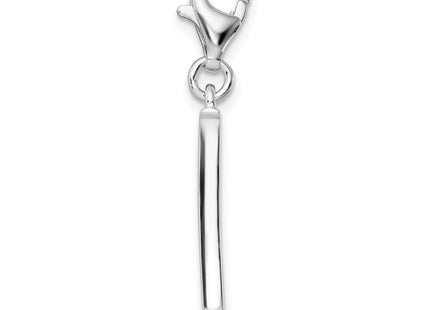 Amore La Vita Sterling Silver Rhodium-plated Polished CZ Letter Y Initial Charm with Fancy Lobster Clasp, .5 x 12mm