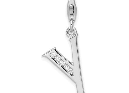 Sterling silver cubic zirconia letter Y charm