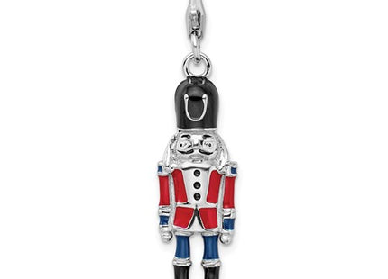 Amore La Vita Sterling Silver Rhodium-plated Polished 3-D Enameled Nut Cracker Charm with Fancy Lobster Clasp