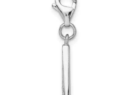 Amore La Vita Sterling Silver Rhodium-plated Polished CZ Letter Initial Charm with Fancy Lobster Clasp, 33 x 8mm