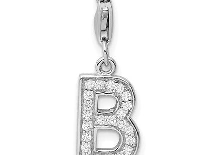 Sterling silver cubic zirconia letter B charm