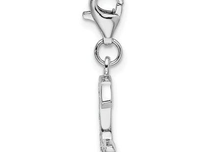 Amore La Vita Sterling Silver Rhodium-plated Polished CZ Letter C Initial Charm with Fancy Lobster Clasp, 33 x 8mm