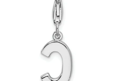 Amore La Vita Sterling Silver Rhodium-plated Polished CZ Letter C Initial Charm with Fancy Lobster Clasp, 33 x 8mm