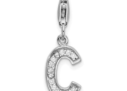 Sterling silver cubic zirconia letter C charm