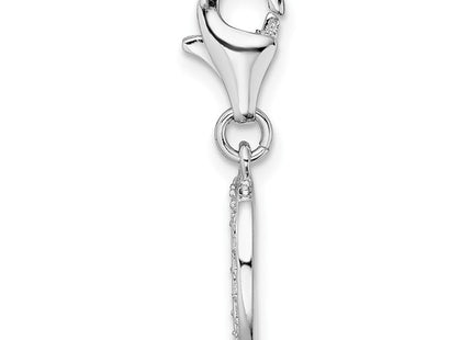 Amore La Vita Sterling Silver Rhodium-plated Polished CZ Letter D Initial Charm with Fancy Lobster Clasp (Style QCC105D)