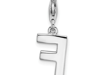 Amore La Vita Sterling Silver Rhodium-plated Polished CZ Letter F Initial Charm with Fancy Lobster Clasp (Style QCC105F)