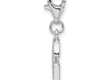 Amore La Vita Sterling Silver Rhodium-plated Polished CZ Letter G Initial Charm with Fancy Lobster Clasp (Style QCC105G)
