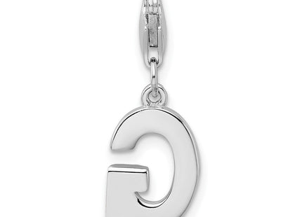 Amore La Vita Sterling Silver Rhodium-plated Polished CZ Letter G Initial Charm with Fancy Lobster Clasp (Style QCC105G)