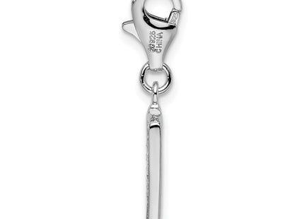 Amore La Vita Sterling Silver Rhodium-plated Polished CZ Letter H Initial Charm with Fancy Lobster Clasp (Style QCC105H)