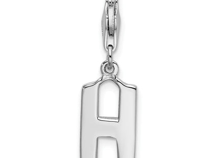 Amore La Vita Sterling Silver Rhodium-plated Polished CZ Letter H Initial Charm with Fancy Lobster Clasp (Style QCC105H)
