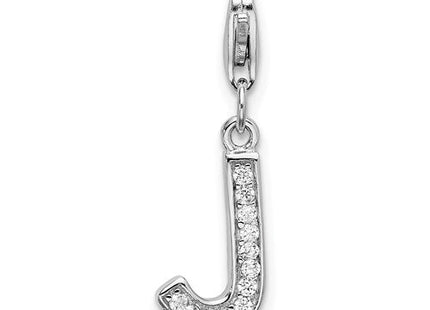 Sterling silver cubic zirconia letter J charm