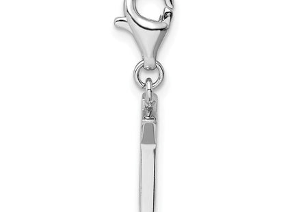 Amore La Vita Sterling Silver Rhodium-plated Polished CZ Letter K Initial Charm with Fancy Lobster Clasp (Style QCC105K)
