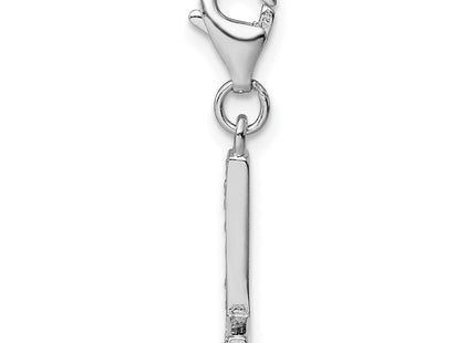 Amore La Vita Sterling Silver Rhodium-plated Polished CZ Letter L Initial Charm with Fancy Lobster Clasp (Style QCC105L)