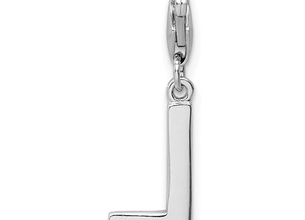 Amore La Vita Sterling Silver Rhodium-plated Polished CZ Letter L Initial Charm with Fancy Lobster Clasp (Style QCC105L)