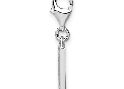 Amore La Vita Sterling Silver Rhodium-plated Polished CZ Letter M Initial Charm with Fancy Lobster Clasp, 11 x 8mm