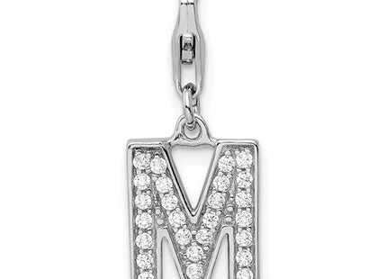 Sterling silver cubic zirconia letter M charm