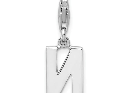 Amore La Vita Sterling Silver Rhodium-plated Polished CZ Letter N Initial Charm with Fancy Lobster Clasp (Style QCC105N)