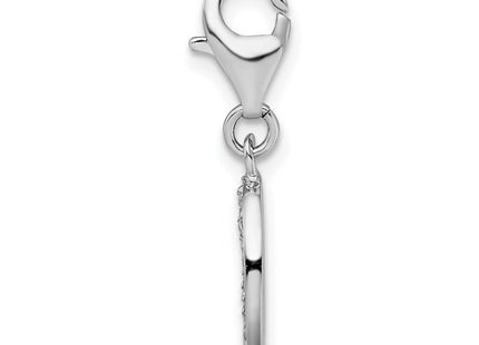 Amore La Vita Sterling Silver Rhodium-plated Polished CZ Letter O Initial Charm with Fancy Lobster Clasp (Style QCC105O)