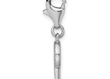 Amore La Vita Sterling Silver Rhodium-plated Polished CZ Letter P Initial Charm with Fancy Lobster Clasp (Style QCC105P)