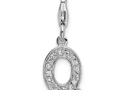 Sterling silver cubic zirconia letter Q charm