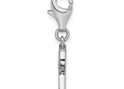 Amore La Vita Sterling Silver Rhodium-plated Polished CZ Letter R Initial Charm with Fancy Lobster Clasp (Style QCC105R)
