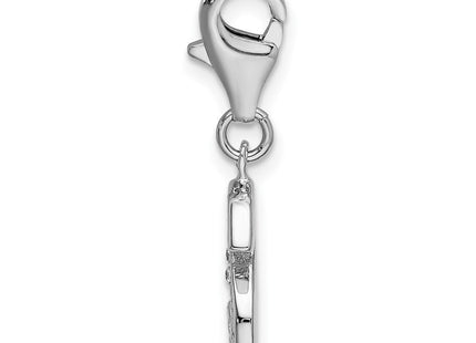 Amore La Vita Sterling Silver Rhodium-plated Polished CZ Letter S Initial Charm with Fancy Lobster Clasp (Style QCC105S)