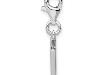 Amore La Vita Sterling Silver Rhodium-plated Polished CZ Letter U Initial Charm with Fancy Lobster Clasp, 11 x 8mm