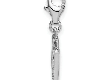 Amore La Vita Sterling Silver Rhodium-plated Polished CZ Letter V Initial Charm with Fancy Lobster Clasp, 11 x 8mm
