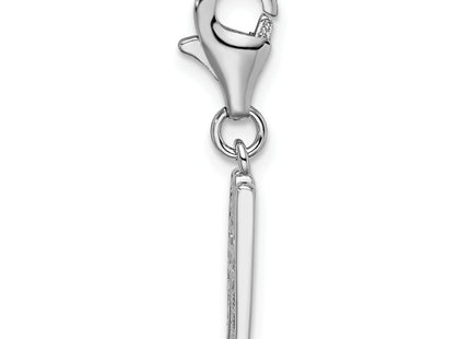 Amore La Vita Sterling Silver Rhodium-plated Polished CZ Letter W Initial Charm with Fancy Lobster Clasp, 11 x 8mm