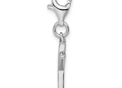 Amore La Vita Sterling Silver Rhodium-plated Polished CZ Letter X Initial Charm with Fancy Lobster Clasp, 11 x 8mm