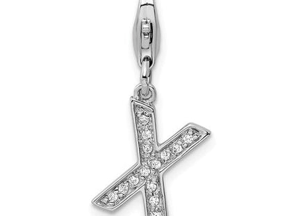 Sterling silver cubic zirconia letter X charm