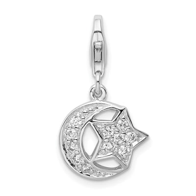 Sterling silver cubic zirconia star charm