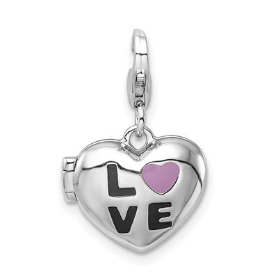 Sterling silver cubic zirconia locket charm
