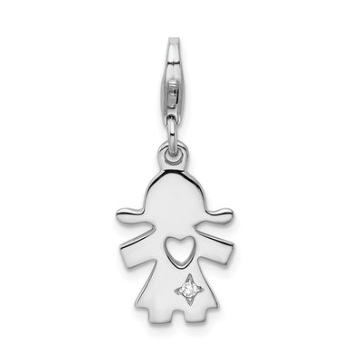 Sterling silver cubic zirconia heart charm