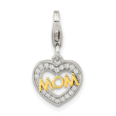Sterling silver cubic zirconia heart charm