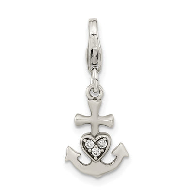 Sterling silver cubic zirconia anchor charm