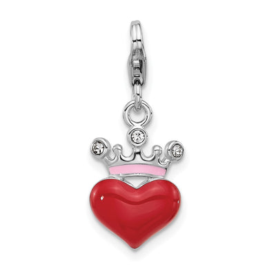 Sterling silver crystal heart charm