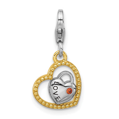 Sterling silver cubic zirconia heart charm