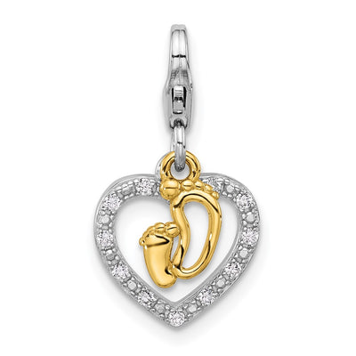 Sterling silver cubic zirconia heart charm