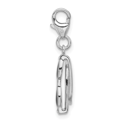 Amore La Vita Sterling Silver Rhodium-plated 3-D Black Enameled Sunglasses Charm with Fancy Lobster Clasp
