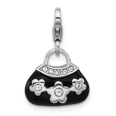 Sterling silver crystal flower charm