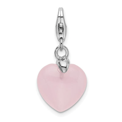 Sterling silver rose quartz heart charm